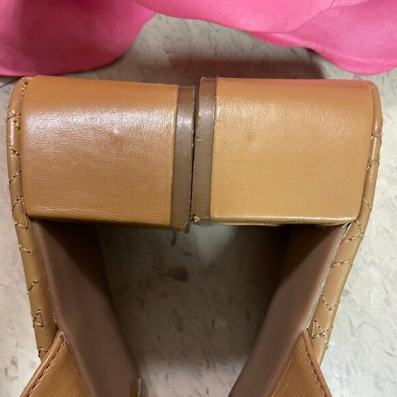 TORY BURCH Beige Nude Quilted Thong Mule Sandals Block Heel *RARE - Picture 6 of 14